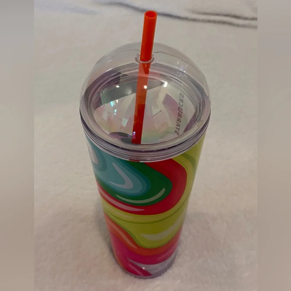 Starbucks Rainbow Swirl Dome Reusable Cup - Picture 3 of 10